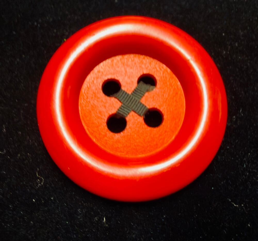 VTG Oversized Red Button Brooch Pin Novelty Sewing Button Retro Pop Art